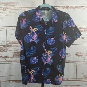 Dutch Bros Coffee Hawaiian Print Button Up Shirt Size Medium